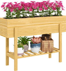 Outsunny Jardiniere pe picioare, gradina inalta pe picioare cu 2 gauri de drenaj din lemn 100 x 30 x 70, 5 cm lemn natural | Aosom Romania (84H-246V00ND)