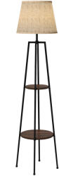 HomCom Lampa de Podea cu Rafturi, Inalta cu Abajur din Material Textil (Becul nu este Inclus), Nuc Maro si Maro Deschis, Φ42x166cm HOMCOM | Aosom RO (B31-468V90BK)