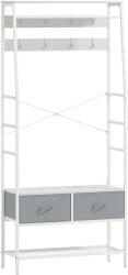 HomCom Cuier pentru pantofi cu spațiu pentru pantofi, cârlige, sertare, bară și raft pentru intrare, hol, living 80x30x180, 5 cm Alb | Aosom Romania (837-584V80WT) Pantofar