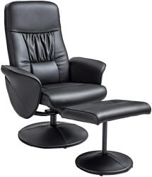 HOMCOM Set de 2 piese Fotoliu cu Taburet Fotoliu de relaxare cu Taburet, reglabil în înălțime, spătar înclinabil, Negru | Aosom Romania (833-694V02BK)