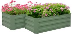 Outsunny Set de 2 paturi de legume pentru gradina dim. 100L x 50l x 30H cm - tabla de otel ondulata verde | Aosom Romania (845-517V01GN)