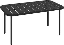 Outsunny Masă de cafea pentru exterior, masă metalică dreptunghiulară rezistentă la intemperii pentru patio cu blat tip lamele pentru exterior | Aosom Romania (84K-051V00BK) Masa de cafea