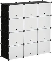 HomCom Mobilier de depozitare Mobilier pentru pantofi modular 12 cuburi cu uși și rafturi - dim. 125L x 32l x 125Î cm - negru | Aosom Romania (850-169WT) Pantofar