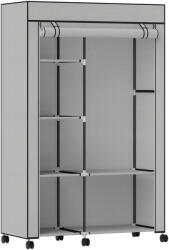 HOMCOM Dulap-penderie din material textil, mobilier de depozitare, 6 roți, bară pentru haine și rafturi deschise, 103x43x162, 5cm gri | Aosom Romania (850-213V01LG) Garderoba