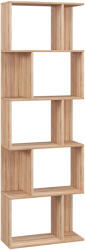 HOMCOM Bibliotecă cu 5 Rafturi Separate cu Spațiu de Economisire în Formă de S din Lemn, 60x24x184, 5 cm, Lemn Natural | Aosom Romania (833-450V00ND) Raft