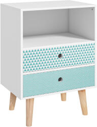HOMCOM Comodă din lemn cu 2 sertare noptieră cu poliță deschisă pentru dormitor living 45x30x65 cm Alb | Aosom Romania (833-277) Comoda