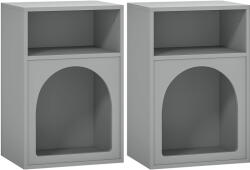 HOMCOM Set de 2 noptiere, noptieră cu compartimente deschise, design arcuat, 40 x 30 x 60 cm, gri | Aosom Romania (83D-017V81GY)