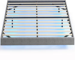 HOMCOM Somier 160x200 cm cu Lumini LED Structură de Pat Tapițerie tip in Lamele din Lemn Ușor de Montat Gri | Aosom Romania (83D-127V01GY)