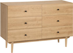 HOMCOM Comodă 6 sertare mobilier de depozitare picioare din lemn masiv 120 x 40 x 80 cm culoare lemn | Aosom Romania (831-608V00LR) Comoda