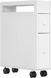 HomCom Carucior Cu Rotile pentru Spatiu Ingust Dulap de Baie, Design Compact, doua Sertare, patru Roti, alb, 16 x 49, 5 x 66 cm | Aosom Romania (834-539V90WT)
