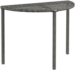 Outsunny Masa de balcon, semi-rotundă, din poliratan+metal, 100x50x74 cm, Gri | Aosom Romania (867-029V00GG)