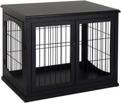 PawHut Cușcă pentru câine animale cușcă din MDF clasa E1 3 uși cu siguranță max. 30 Kg dim. 81L x 58l x 66Î cm negru | Aosom Romania (D02-040BK)
