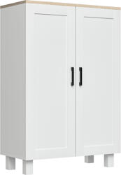 HOMCOM Mobilier Auxiliar Modern cu 2 Uși Raft Reglabil și Bază Înălțată pentru Living Bucătărie Sufragerie 60x30x90 cm Alb | Aosom Romania (838-338V80WT) Comoda