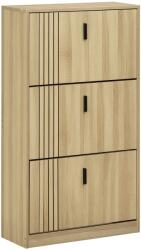 HomCom Dulap de pantofi cu 3 uși culisante 18 perechi capacitate mare pentru intrare hol living 63 x 24 x 117 cm stejar | Aosom Romania (837-416V80AK) Pantofar