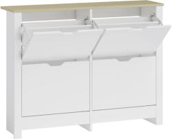 HomCom Dulap pentru pantofi 16 perechi, dulap îngust pentru pantofi cu 4 sertare rabatabile și rafturi reglabile, stil modern, pentru hol, intrare, 105 x 26 x 80 cm, alb și stejar | Aosom Romania (837-062V02 Pantofar