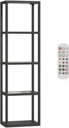 HomCom Lampă de podea RGB cu rafturi din sticlă, lampă LED cu 4 niveluri cu telecomandă, sincronizare muzicală, negru | Aosom Romania (B31-617V90BK)