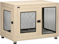 PawHut Cușcă pentru câini pe suport cu pernă detașabilă din oțel negru și aspect de lemn - 94 x 60 x 71, 5 cm, culoare fag natural | Aosom Romania (D02-132V00AK)