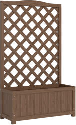 Outsunny Jardinieră cu spalier, ghiveci pentru plante cățărătoare, legume, flori, din lemn masiv, 70 x 28 x 117 cm maro închis | Aosom Romania (845-635V00CF)