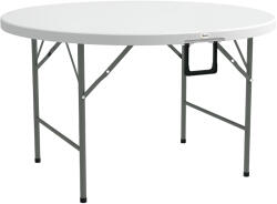 Outsunny Masă Pliabilă de Grădină Φ122 cm, Masă de Picnic Rotundă pentru 6 Persoane, Cadru Metalic, Alb | Aosom Romania (84G-288V00WT)