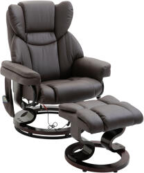 HOMCOM fotoliu relax cu taburet, fotoliu TV rotativ 360° cu masaj, funcție șezlong, fotoliu cu masaj și buzunar lateral, fotoliu recliner, piele ecologică pentru living maro | Aosom Romania (700-116V91BN)