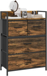 HOMCOM Comodă cu 4 Sertare Detaşabile, Pliabile şi Raft de Depozitare, 60x29x85 cm, Maro şi Negru | Aosom Romania (831-760V00RB) Comoda