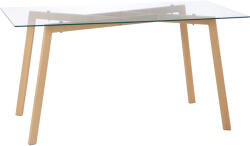 HomCom Masă sticla dreptunghiulară pentru 4 Persoane din Oțel cu Blat din Sticlă Securizată 150x75x76 cm | Aosom Romania (835-837V01TP)