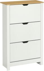 HomCom Raft pentru pantofi cu 3 compartimente, capacitate 18 perechi, 72x26x112 cm, alb + maro | Aosom Romania (837-062V91WT) Pantofar