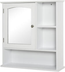 Kleankin Dulap cu oglindă de perete pentru baie Dulap de depozitare pentru toaletă cu 1 ușă Niche + rafturi laterale din MDF Alb | Aosom Romania (834-301) Comoda