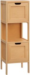 Kleankin Comodă de depozitare coloană pentru baie din bambus 2 sertare și 1 raft - dim. 30L x 30l x 90H cm | Aosom Romania (834-512V00ND)