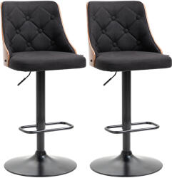 HOMCOM Set de 2 scaune de bar HOMCOM, inaltime reglabila si suport picioare, negru | Aosom Romania (835-823V00BK)