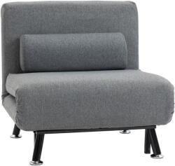HOMCOM Fotoliu extensibil cu spătar ajustabil în 5 poziții, țesătură cu efect de in și oțel, 75x70x75 cm, Gri | Aosom Romania (833-066V00BK)