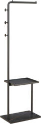 HOMCOM Cuier de Podea în Formă de C cu 3 Cârlige, Bază din piatră și Picioare Antiderapante, 45x28x148 cm, Negru | Aosom Romania (837-509V00BK)