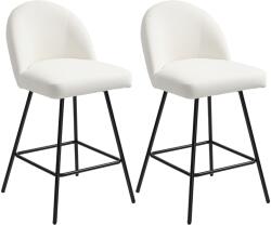 HOMCOM Set 2 Scaune de Bar cu Spătar din Catifea și Suport pentru Picioare, 48.5x56x92 cm, Alb Crem | Aosom Romania (83A-231V00CW)