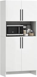 HOMCOM Dulap de Bucătărie, Dulap de Depozitare pentru Bucătărie, Living, Sufragerie, Dulap, Rafturi, Suport cuptor cu Microunde, Spăn, Alb | Aosom Romania (83A-230V90WT)