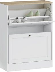 HomCom Pantofar Slim cu 2 Uși Rabatabile, Rafturi Reglabile și Detașabile, pentru 8-12 Perechi, 60x23, 5x80 cm, Alb | Aosom Romania (837-516V80WT) Pantofar