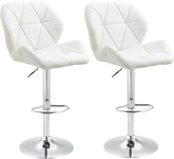 HOMCOM Scaun Bar Reglabil Pivotante si Antiderapant, Scaun bar Modern, Sarcina Maxima 120 kg, Elegante și Confortabile, Albe | Aosom Romania (835-506V02WT)