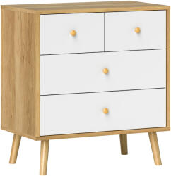 HOMCOM Cofraj cu 4 Sertare cu Finisaj Elegant și Capacitate Mare de Depozitare 60x35x65 cm Stejar și Alb | Aosom Romania (831-959V01AK) Comoda