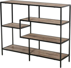 HOMCOM Raft Biblioteca din Lemn Culoare Stejar cu 5 Rafturi, Sistem Controlul Stabilitatii, Cadru din Metal Negru 120x32x95cm | Aosom Romania (838-046) Raft