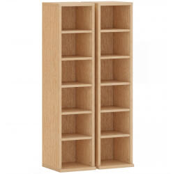 HOMCOM Set de 2 Mobili Suport CD cu Polițe Reglabile, Raft pentru 204 CD-uri Compact, Mobilier cu 12 Compartimente, pentru Living, Dormitor, Birou, 21x22, 5x88, 5cm, Culoare Lemn | Aosom Romania (833-872V02N