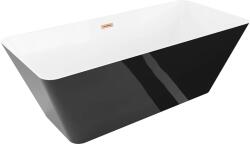 Mexen Velo Slim, szabadon álló kád 170 × 75 cm, fényes fehér, matt réz túlfolyóval, 52811707500-65 (52811707575-65)