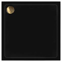 Rea Savoy, zuhanytálca 80x80x6 cm + szifon arany kupakkal, fényes fekete, KPL-04804 (KPL-04804)