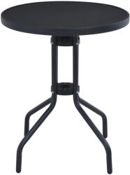vidaXL Fekete Acél És Üveg Kerti Asztal 60 cm
