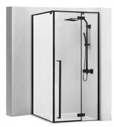 Rea Fargo, zuhanykabin lengőajtókkal 90 (ajtó) x 90 (fal) x 195 cm, 6mm átlátszó üveg, fekete profil + fehér Savoy zuhanytálca, KPL-K6318 (KPL-K6318)