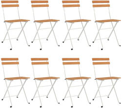 vidaXL 8 db Tömör Tíkfa És Acél Összecsukható Bisztrószék