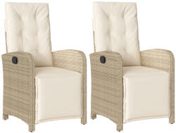 vidaXL 2 db Bézs Polyrattan Dönthető Kerti Szék Lábtartóval