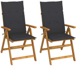 vidaXL 2 db Dönthető Tömör Akácfa Kerti Szék Párnákkal