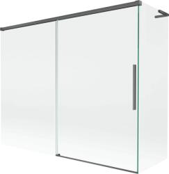 Mexen Rox, L kétszárnyú tolóajtós kádparaván 190 + 80 x 150 cm, 8 mm-es átlátszó üveg, szálcsiszolt grafit profil, 8C9L-190-080-66-00 (8C9L-190-080-66-00)