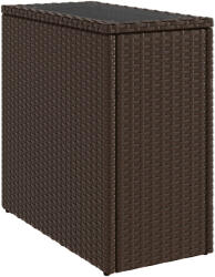 vidaXL Barna Polyrattan Kerti Kisasztal Üveg Lappal 58 x 27, 5 x 55 cm