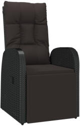 vidaXL Fekete Dönthető Háttámlás Polyrattan Kerti Szék Párnával