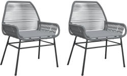 vidaXL 2 db Szürke Polyrattan Kerti Szék Párnákkal